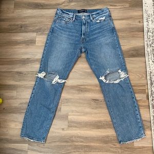 Mens Abercrombie 90s straight style modern jeans 32 x32 classic blue cropped